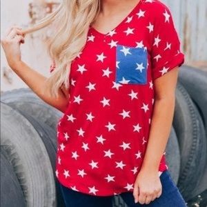 Red, White & Blue Stars Shirt - NWOT
